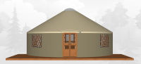 New unopened Pacific Yurt, 30′ diameter with  two sets of French Doors, 5 Windows, Dome
