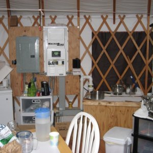 Media 'Inverter and battery box' in album 'Karl and Jenny's 30 ft White Mountain Yurt'