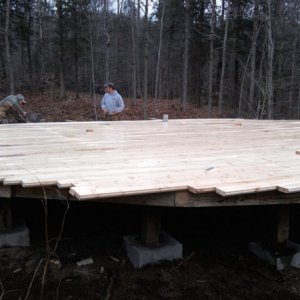 Yurt deck construction.