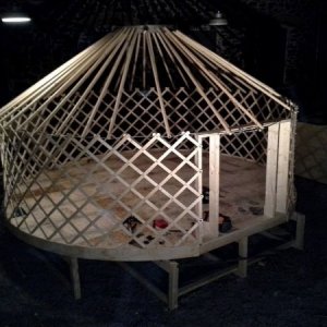 026 Test fitting the yurt.