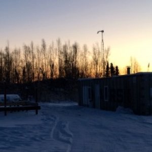 December 2013, 8 inches of snow and the foundation, with the 4 inch insulated floor is waiting until spring we erect the Yurt.