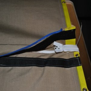 I made a weather enclosure for the zippers.  since I made the Yurt in NC and disassembled it to haul to alaska, I wanted to make it Plug and play at e