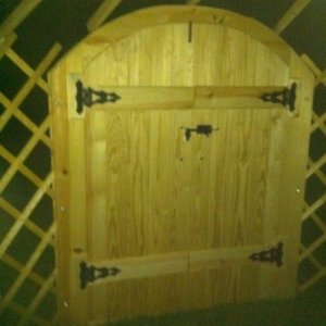 Before the door was stained.  I chose to simulate an English style double hung door consistent with the late 17th century.  Made of tongue and groove 