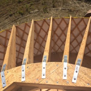 All the poles were tied to the ring with SS screws and hurricane strips.