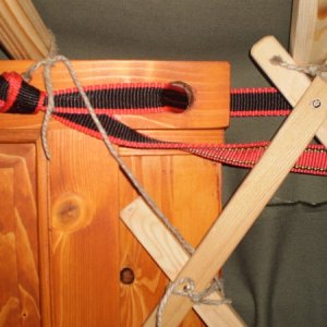 Tension Band/ door detail. Just 1" tubular webbing, square knot.