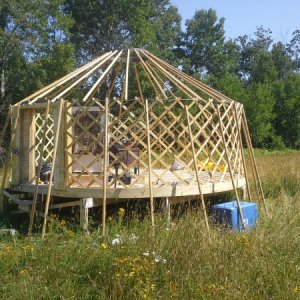 Removing the roof poles.