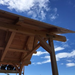Roofing is 2 X 6 laid side by side on roof.
roof covering will be 18 gauge vinyl.