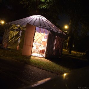 The original 16' yurt set up in my host's yard in Portland, Oregon!