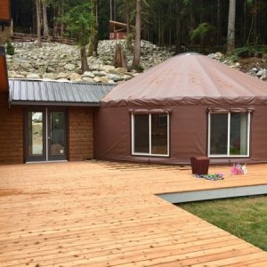 Our building crew did a great job of attaching our yurt to our house.