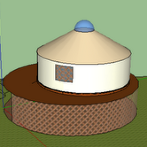 3d yurt plan w living space/storage below