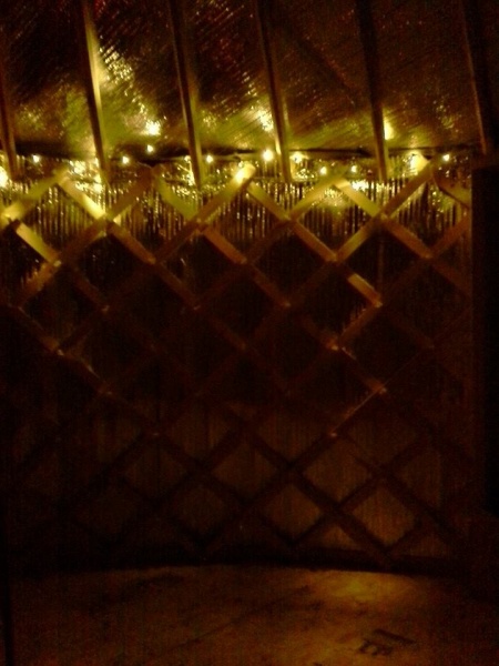 A string of "natural" colored LEDs add a bit of atmosphere to the place.
