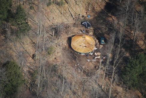 Aerial shots of the yurt.