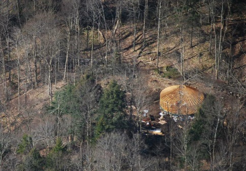 Aerial shots of the yurt.