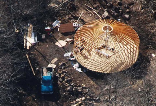 Aerial shots of the yurt.