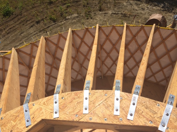 All the poles were tied to the ring with SS screws and hurricane strips.
