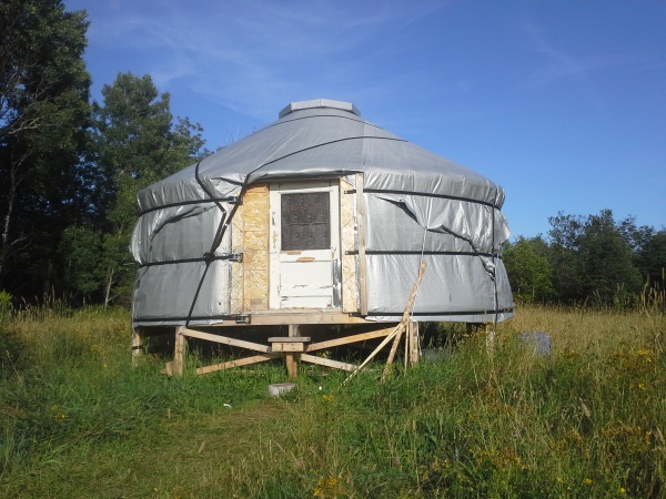 August 2014. Yurt sits on 3' platform (very cold until snow filled in around the yurt).
