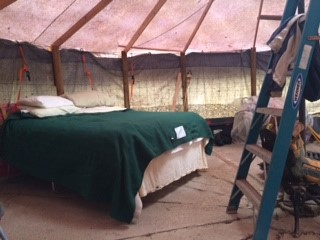 bed set up at yurt 2017