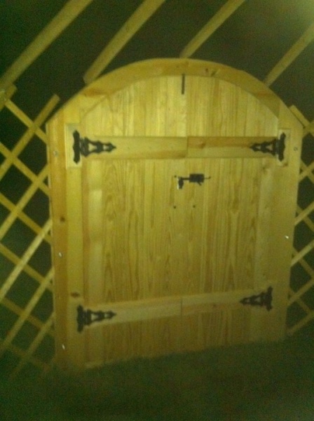 Before the door was stained.  I chose to simulate an English style double hung door consistent with the late 17th century.  Made of tongue and groove 