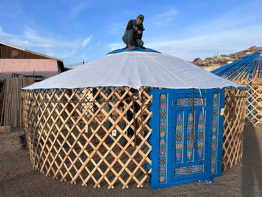 Blue, 5-wall (18ft diameter). mongolianyurts.org