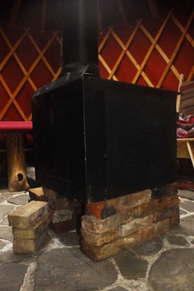 Brick oven under wood stove, where I bake bread.