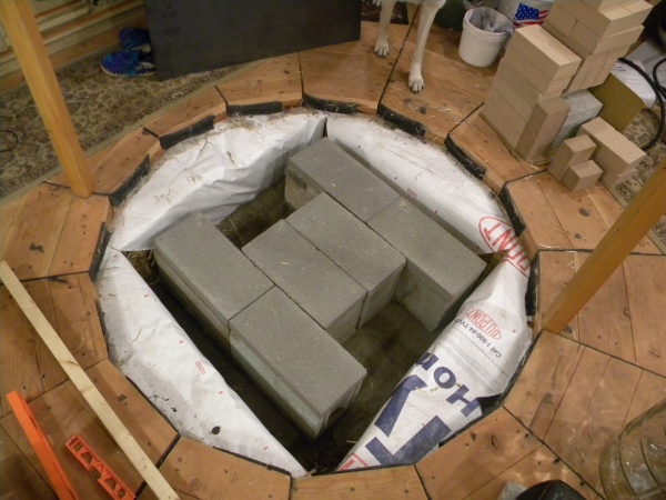 Cinder blocks sitting on leveled sand.