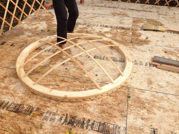 Crown ring on platform.