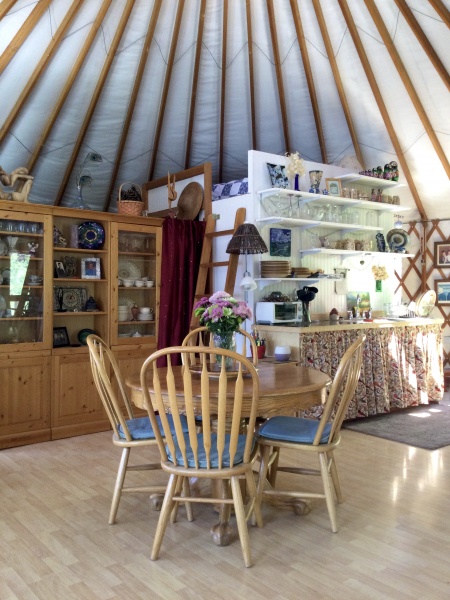 dining, kitchen, loft... bed behind hutch at floor level