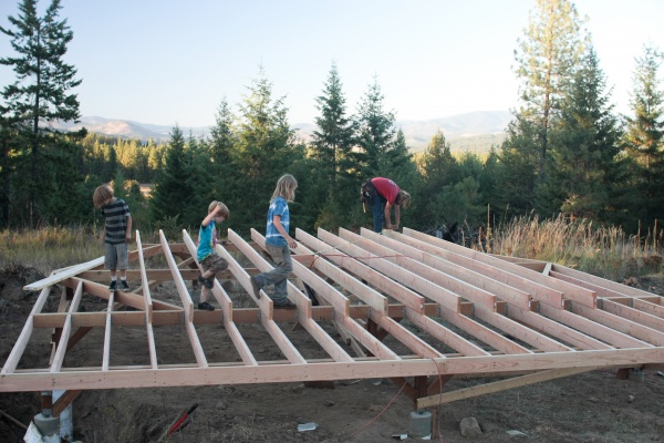 Early stages of the platform with a small front deck