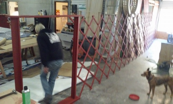 Fitting the door frame and yurt wall to each other.