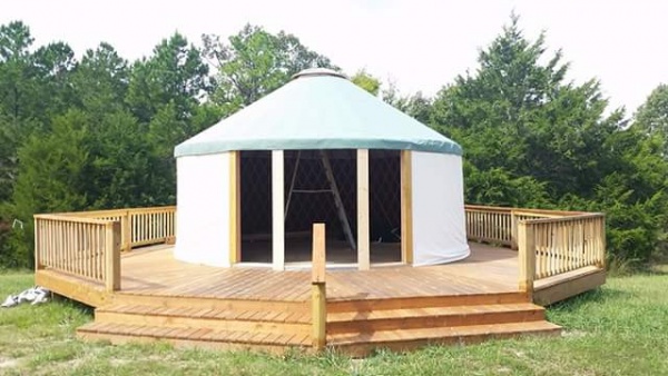 Front of the yurt.