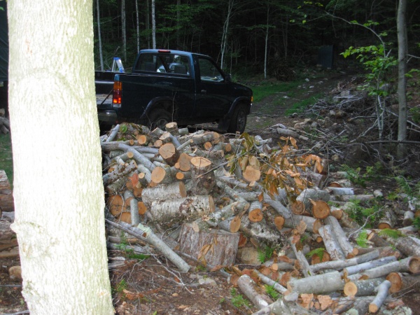 Getting the wood ready to split!