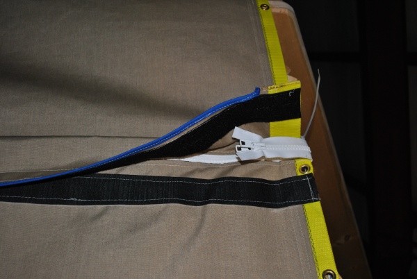 I made a weather enclosure for the zippers.  since I made the Yurt in NC and disassembled it to haul to alaska, I wanted to make it Plug and play at e