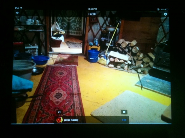 I view fro my 20ft living room Yurt into attached foyer~