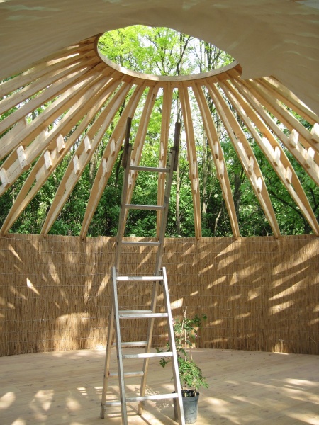 inside of wood-school- yurt