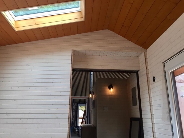Inside view of yurt attached to house.