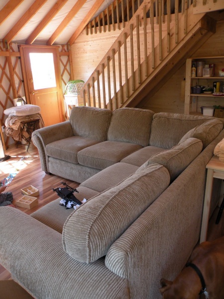 Living area with stairs