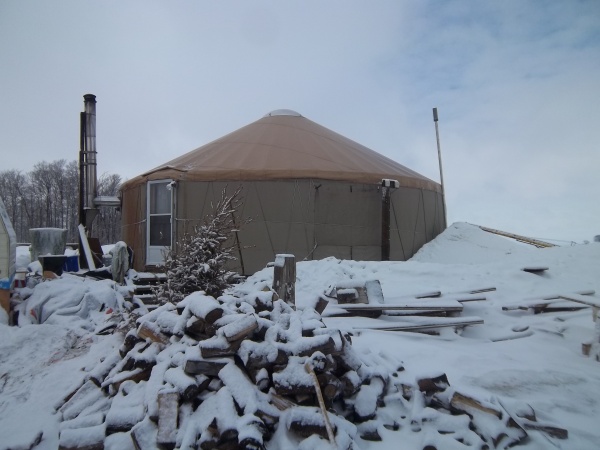 my first winter in my yurt,heating with wood, a lot of wood. I've had some brutal cold nights here on the farm,-30 not including wind chill. At one po