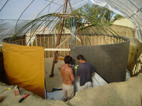 mycelium earth-yurt preparation