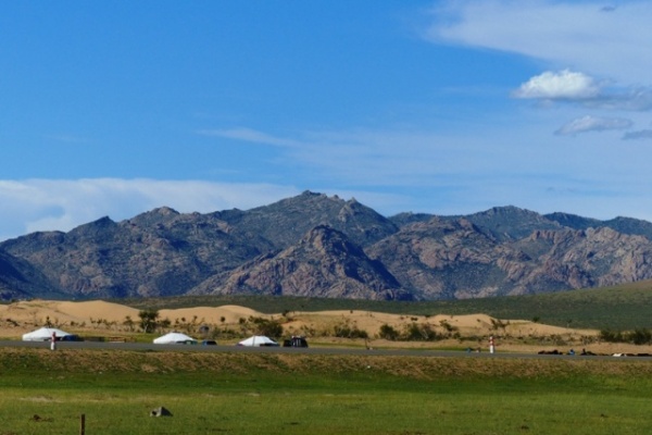 On the edge of the "Little Gobi".  Over grazing and deforestation are making this area expand, according to our guide.