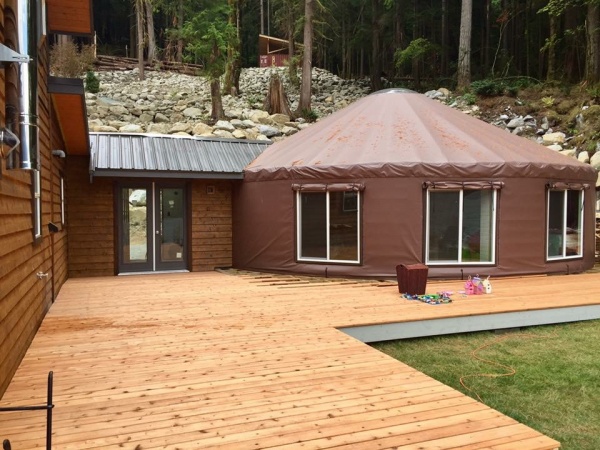 Our building crew did a great job of attaching our yurt to our house.