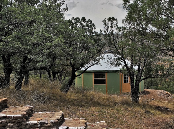 Our largest 18-Wall yurt, at 490 square feet, gets lost among the Texan landscape.