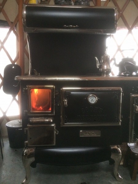 Pride & joy. Elmira Flameview dual fuel cookstove. Wood fired large cooktop, 2' deep oven, 2 large warming ovens & 2 attached propane burners.