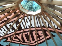 Recycled vinyl yurt top cover.