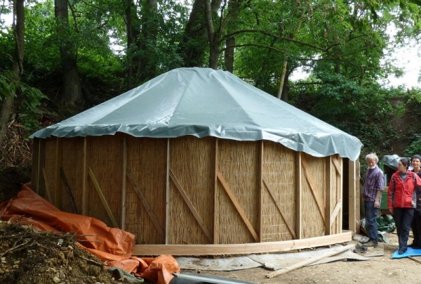 reed panel yurt half finished