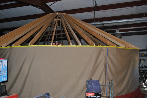 showing the Sunbrella marine fabric I used for the walls.