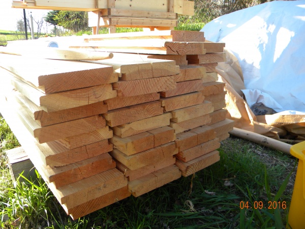 Stack of shiplaped 2x8's.