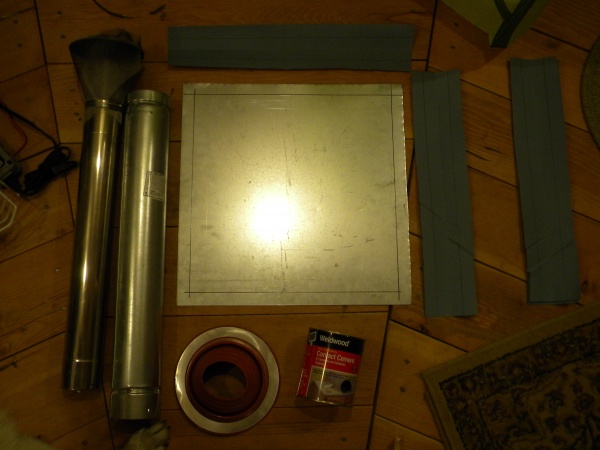 Stove pipe exit materials (plus a couple yards of canvas)