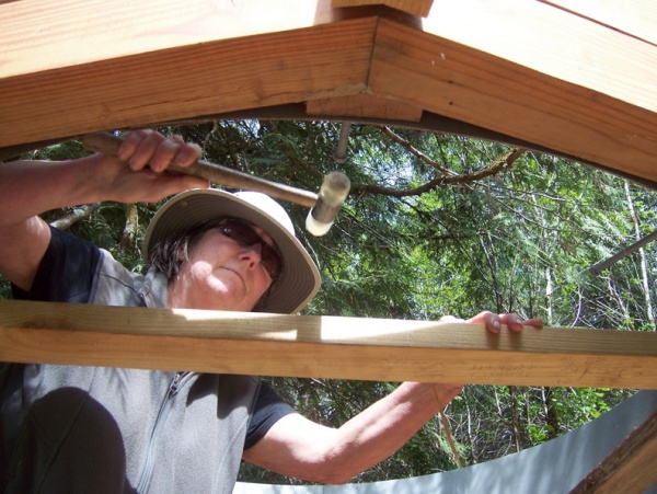 This is me installing a rafter.