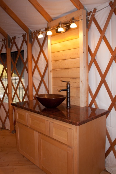 Umauma vessel sink bathroom detail