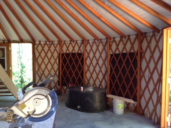 Wall between French doors & single door. Future kitchen wall.